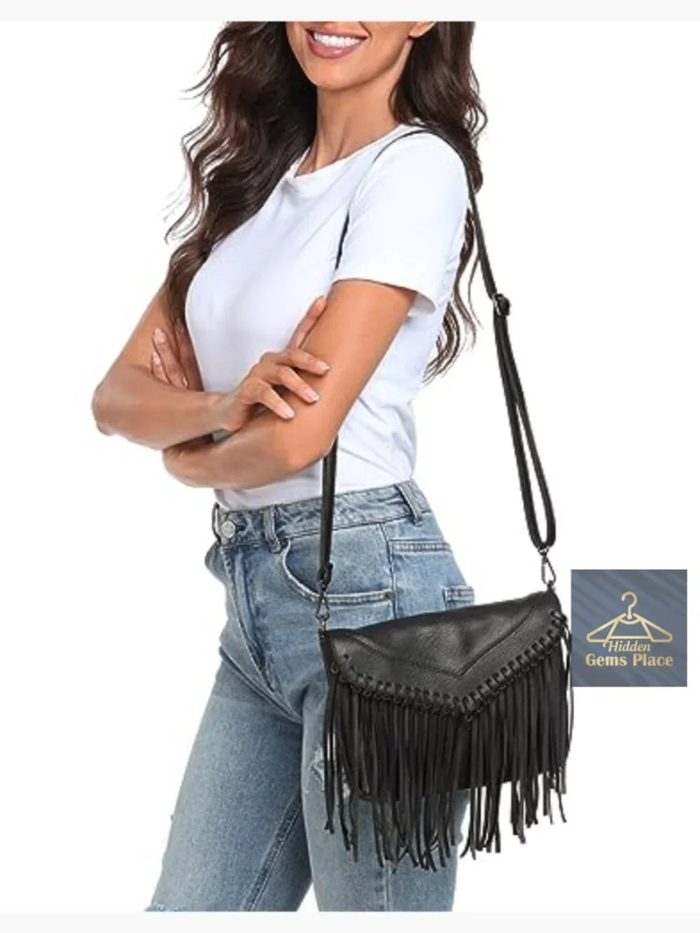 Vintage Fringe Crossbody Tassel Hobo PU Leather Handbag Shoulder Bag